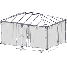 Pavillon Palram – Canopia Martinique 5000 Premium Garden Gazebo inkl. Vorhangset 493 x 359 cm anthrazit