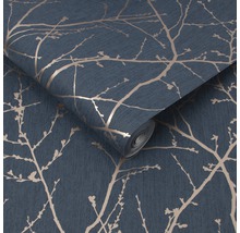 Blaue Tapete mit Baumzweig Muster