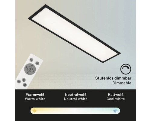 LED Panel 24W 2200 lm CCT 3000/4000/6000 K 100x25 cm schwarz + Fernbedienung Deckenleuchte mit Fernbedienung und Dimmfunktion