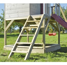 Spielhaus Alpaka Holz mit Schaukel, Veranda und Rutsche rot-thumb-7