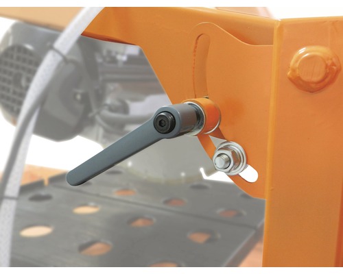 Detail einer Fliesenschneidmaschine mit Hebel