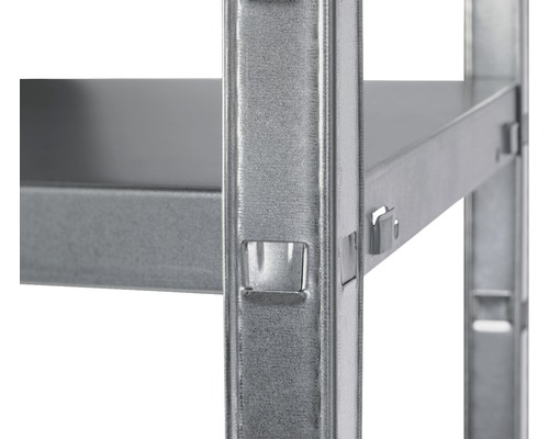 Detailaufnahme eines Steckregals aus Metall