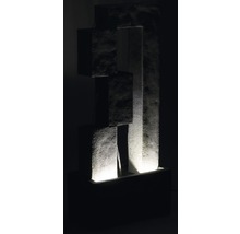 Design Gartenbrunnen mit LED 40,5x21,5x90,5 cm Kunststein grau inkl. Schlauch und Pumpe-thumb-4