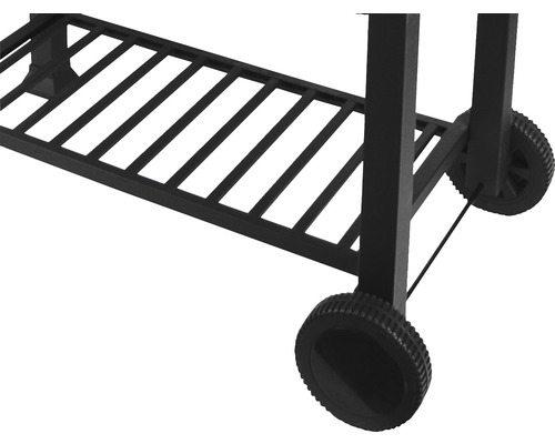 Grillwagen mit Ablagerost und Rädern.