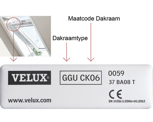 Abbildung zur Bestimmung von Dachfenstergröße und -typ des Herstellers Velux