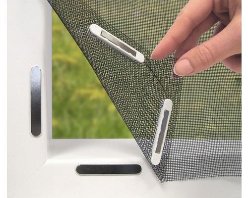 Fliegengitter am Fensterrahmen mit Magnetbefestigung