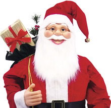Weihnachtsmann Figur mit Geschenkesack und rotem Mantel