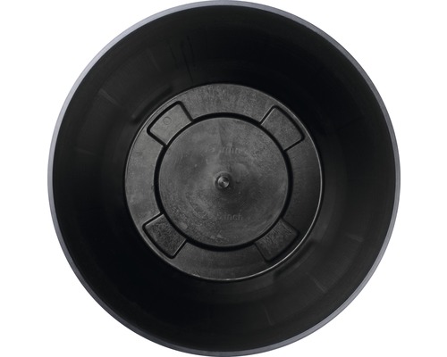 Innenansicht eines runden Pflanzgefäßes aus Kunststoff