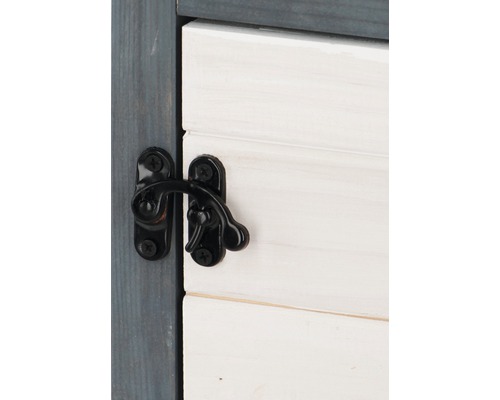 Detailaufnahme eines Holzschranks mit einem Verschluss