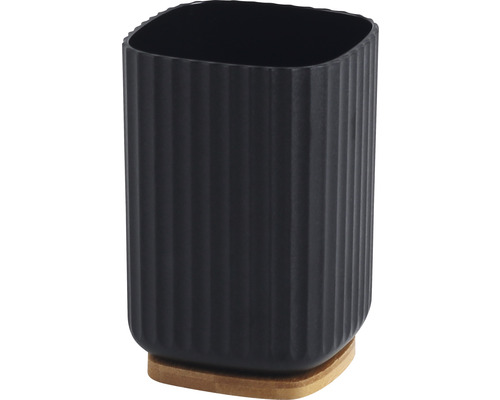 Zahnputzbecher aus Keramik mit Holzsockel