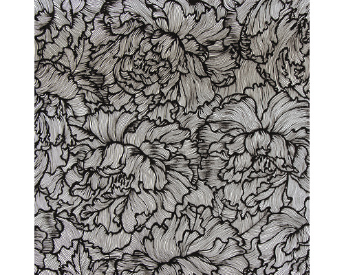 Vliestapete 87005-HOR Flock Blume Samt schwarz weiß Stoffmuster mit floralem Design