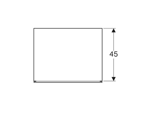 Schemazeichnung eines Schranks mit einer Höhe von 45 Zentimetern