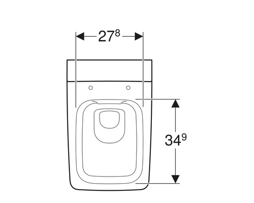 Technische Zeichnung eines Wand-WCs mit Maßangaben