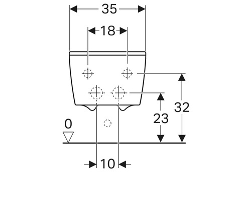 Technische Zeichnung eines WCs mit Maßangaben