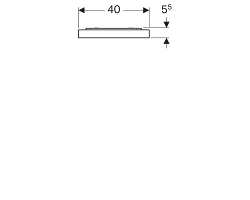Technische Zeichnung eines Badezimmeraccessoires mit Maßangaben.