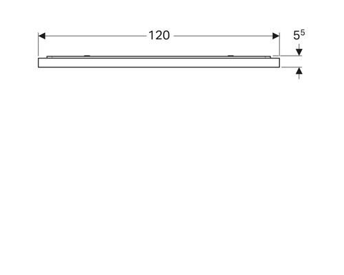 Technische Zeichnung eines Regals mit den Maßen 120 mal 5 Millimeter.