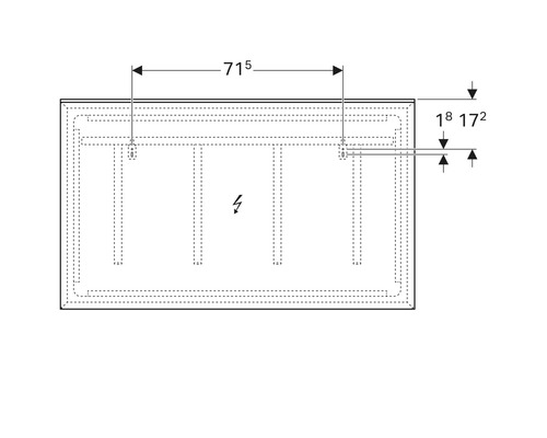Technische Zeichnung eines Waschtischunterschranks mit Maßangaben
