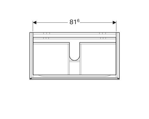 Zeichnung eines Waschtischunterschranks mit Maßangabe 816