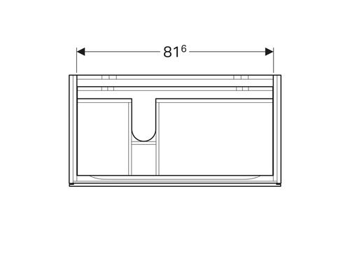 Technische Zeichnung eines Waschtischunterschranks mit der Maßangabe 816.