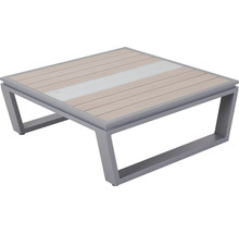 Quadratischer Gartentisch mit Holzoptik und Aluminiumgestell