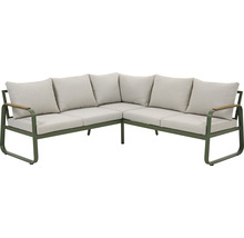 Gartenmöbelset GARDEN PLACE Skyla 5-Sitzer 2 tlg. grün weiß aus robustem Aluminium und Kunststoff, inkl. Auflagen
