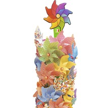 Buntes Windrad Arrangement mit verschiedenen Mustern