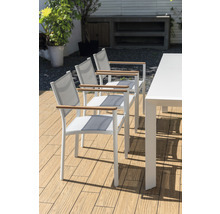 Gartenmöbelset GARDEN PLACE Lynn 6 -Sitzer 7 tlg. weiß aus Aluminium, WPC, witterbeständiges Textil und Holz, stapelbar