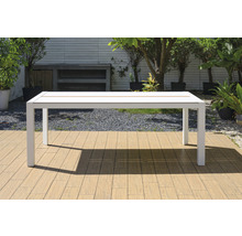 Gartenmöbelset GARDEN PLACE Lynn 6 -Sitzer 7 tlg. weiß aus Aluminium, WPC, witterbeständiges Textil und Holz, stapelbar