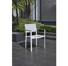 Gartenmöbelset GARDEN PLACE Lynn 6 -Sitzer 7 tlg. weiß aus Aluminium, WPC, witterbeständiges Textil und Holz, stapelbar