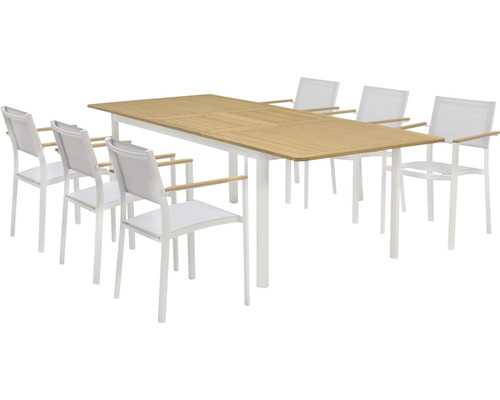 Dining-Set Garden Place Susan 8 -Sitzer bestehend aus: 8x Stühle, Tisch Aluminium Holz Textil natur