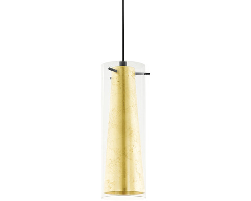 Hängelampe mit Glaszylinder und dekorativem Element