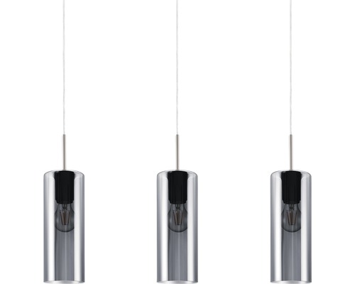 Dreiflammige Pendelleuchte mit zylindrischen Lampenschirmen