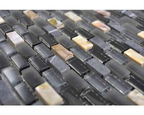 Mosaikfliese aus Glas, Stein und Perlmutt