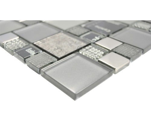 Mosaikfliese aus Glas und Metall