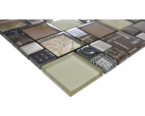 Mosaikfliese aus Glas und Naturstein