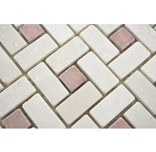 Natursteinmosaik XNM BS27 30,5x30,5 cm Beige/Rot