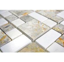 Natursteinmosaik XNM MC719 30,5x30,5 cm Grau/Weiß