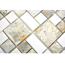 Natursteinmosaik XNM MC719 30,5x30,5 cm Grau/Weiß