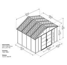 Gartenhaus Palram – Canopia Yukon 11x9 inkl. Polycarbonat-Dach inkl. Fußboden 332 x 271 cm grau-thumb-4