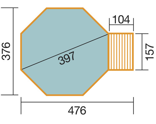 Grundriss eines Gartenhauses mit Maßen
