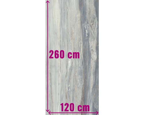 XXL Feinsteinzeug Wand- und Bodenfliese Marblewood Indiago poliert 120 x 260 cm 7 mm