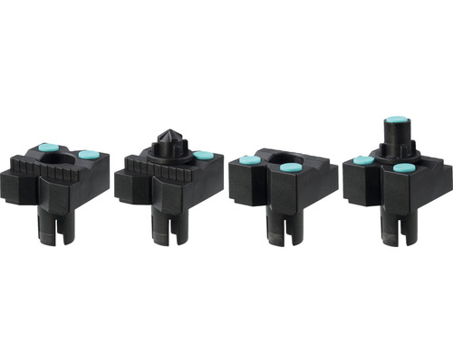 Vier schwarze Wolfcraft Dübelspitzen für Bohrmaschinen