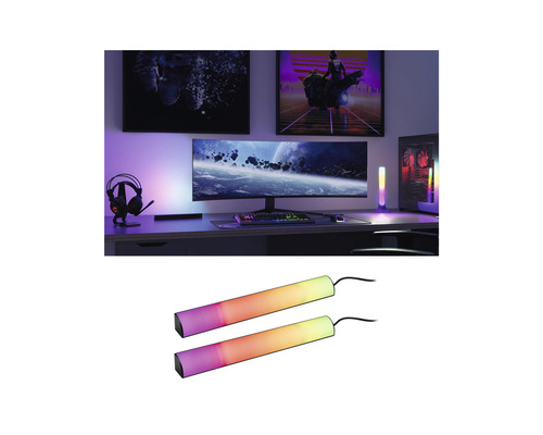 Gaming-Szene mit LED-Lichtleisten zur Ambiente-Beleuchtung