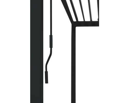 Detailansicht eines Sonnenschirms mit Kurbelmechanismus