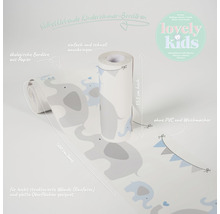 Selbstklebende Papierbordüre für das Kinderzimmer mit Elefantenmuster, 500 cm lang und 15,5 cm hoch