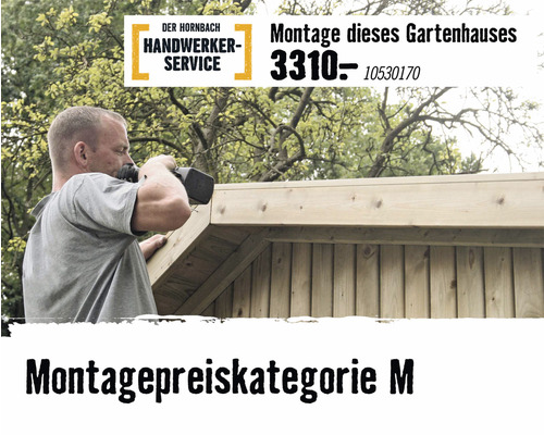 Montage eines Gartenhauses durch Handwerker