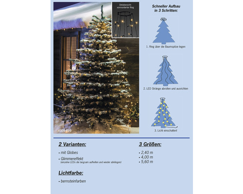 Weihnachtsbaum mit LED-Lichterkette und Aufbauanleitung