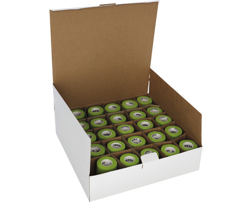 Karton mit grünen Rollen Markierungsband