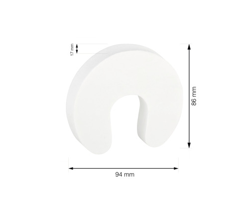 Weißer Türstopper mit den Maßen 94 Millimeter mal 86 Millimeter mal 17 Millimeter.