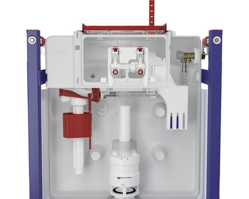 WC-Spülkasten zur Wandmontage, Innenausstattung sichtbar